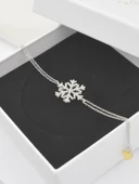 Diamond Seri Zirkon Taşlı Kar Tanesi Snowflake Gümüş Bileklik - 4