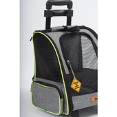 Brave Paws Tekerlekli Plastik Fileli Kedi ve Köpek Taşıma Çantası Çekçek Mekanizmalı Yıkanabilir (GRİ) - 2