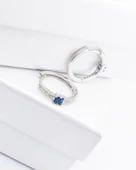 Safir Diamond Stylish Night Halka Yarımtur Kadın Gümüş Küpe 18 MM thumbnail 2