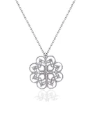 Dia Serisi Işıltılı Kalpli Yonca Kadın Gümüş Kolye thumbnail 1