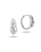Zirkon Taşlı Diamond Simple Style Halka Kadın Gümüş Küpe 17 MM - 1