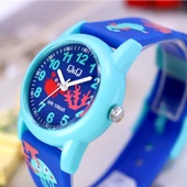 Q&Q VR99J017Y Mavi Turkuaz Deniz Atı Yengeç Desenli Su Geçirmez Çocuk Kol Saati - 7