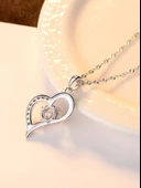 Gümüş Zirkon Taşlı Kadın Kalp Gümüş Kolye thumbnail 3