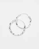 Estetik Burgulu Halka Kadın Gümüş Küpe 20 MM thumbnail 2