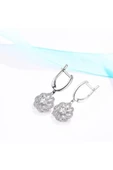 925 Ayar Aster Çiçeği Zirconia Taşlı Işıltılı Kolye Küpe Set - 3