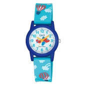 Q&Q VR99J018Y Mavi Uçak Gökyüzü Balon Desenli Su Geçirmez Erkek Çocuk Kol Saati - 1
