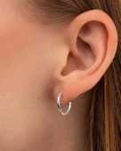 Estetik Burgulu Halka Kadın Gümüş Küpe 20 MM thumbnail 1