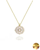 18k Serie Oro Baget Taşlı Çiçek Model Minimal Kadın Gümüş Kolye thumbnail 1