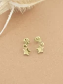 Sıralı Yıldızlar Gümüş Küpe Altın Kaplama thumbnail 3