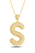 18k Serie Oro S Harfi Kadın Gümüş Kolye thumbnail 1
