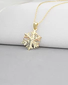 18k Serie Oro Luxury Design Kar Tanesi Kadın Gümüş Kolye - 3