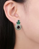 Sultanit Zümrüt Taşlı Işıltılı Endam Kadın Gümüş Küpe thumbnail 2