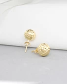 18k Serie Oro Dövme Küre Kadın Gümüş Küpe 9 MM thumbnail 2