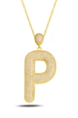 18k Serie Oro P Harfi Kadın Gümüş Kolye thumbnail 1