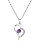 Gümüş Zirkon Taşlı Kadın Kalp Gümüş Kolye thumbnail 5