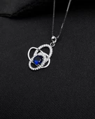 Diamond Serisi Safir Tektaş Girdap Stylish/Night Gümüş Kadın Kolye - 4