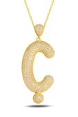 18k Serie Oro Ç Harfi Kadın Gümüş Kolye thumbnail 1