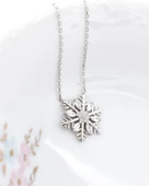Diamond Seri Elegant Kar Tanesi Snowflake Kadın Gümüş Kolye - 2
