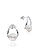 Luxury Elegant Stylish Night Hakiki İnci Kadın Gümüş Küpe thumbnail 1