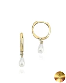 18k Serie Oro Hakiki İnci Halka Minimal Gümüş Küpe thumbnail 1