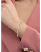 Sonsuzluk Model Su Yolu Pırlanta Işıltılı Kadın Gümüş Bileklik thumbnail 2