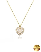 18k Serie Oro Baget Kalbim Minimal Kadın Gümüş Kolye thumbnail 1