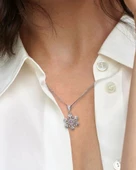 Diamond Seri Özgün Tasarım Kar Tanesi Snowflake Gümüş Kolye thumbnail 2