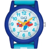 Q&Q VR99J018Y Mavi Uçak Gökyüzü Balon Desenli Su Geçirmez Erkek Çocuk Kol Saati - 6