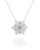Diamond Seri Elegant Kar Tanesi Snowflake Kadın Gümüş Kolye - 1