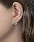 Zirkon Taşlı Diamond Simple Style Halka Kadın Gümüş Küpe 17 MM thumbnail 2