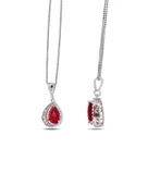 Işıltılı Kırmızı Damla Kadın Gümüş Kolye thumbnail 3