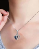 Diamond Serisi Safir Taşı Kalp Gümüş Kadın Kolye thumbnail 3