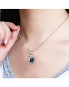 925 Ayar Dia Serisi Safir Tektaş Kalp Nights Gümüş Kadın Kolye thumbnail 4