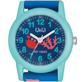 Q&Q VR99J017Y Mavi Turkuaz Deniz Atı Yengeç Desenli Su Geçirmez Çocuk Kol Saati - 6
