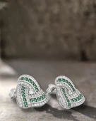 Business Üçgen Form Zümrüt Zirkon  Kadın Gümüş Küpe thumbnail 3