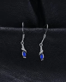 Safir Taşlı Gözyaşı Damlası Çengel Sallantılı Kadın Gümüş Küpe thumbnail 4