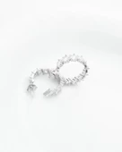 Zirconia Taşlı Diamond Tamtur Baget Halka Kadın Gümüş Küpe 17 MM thumbnail 3