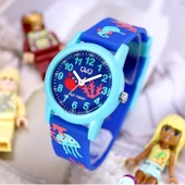 Q&Q VR99J017Y Mavi Turkuaz Deniz Atı Yengeç Desenli Su Geçirmez Çocuk Kol Saati - 2