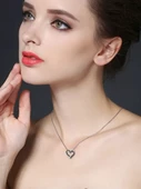 Kalbimde Çift Kalp Siyah Beyaz Taşlı Kadın Gümüş Kolye thumbnail 2