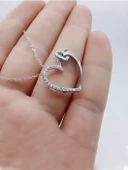 Gümüş Zirkon Taşlı Bağlı Kalp Kadın Gümüş Kolye thumbnail 2