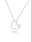 Gümüş Zirkon Taşlı Bağlı Kalp Kadın Gümüş Kolye thumbnail 1