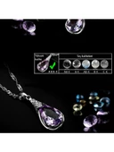 Gümüş Su Damlası Ametist Taşı Kadın Kolye Küpe Seti Gümüş Set thumbnail 3