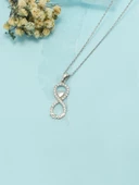 925 Ayar Gümüş Sonsuzluk Aşkım Yazılı Kadın Kolye thumbnail 2