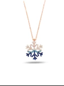 Kar Tanesi Mavi Geçişli Rose Renk Kadın Gümüş Kolye thumbnail 1