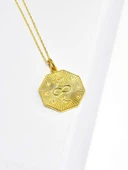 925 Ayar Yıldız Sonsuzluk Ay Desenli Madalyon Kadın Kolye thumbnail 3