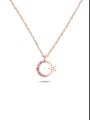 925 Ayar Gümüş Zirkon Taşlı Ay Yıldız Kadın Gümüş Kolye thumbnail 2