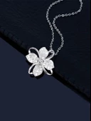 Gümüş Zirkon Taşlı Dört Yapraklı Yonca Kadın Kolye Bileklik Set thumbnail 4