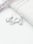 Minimal Grace Zirkon Taşlı Kadın Gümüş Kolye Küpe Set - 3