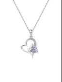 Gümüş Love Yazılı Zirkon Taşlı Kalp Kadın Gümüş Kolye thumbnail 1