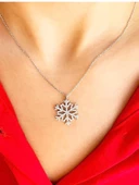 925 Ayar Gümüş Büyük Boy Kar Tanesi Taşlı Gümüş Kadın Kolye thumbnail 3